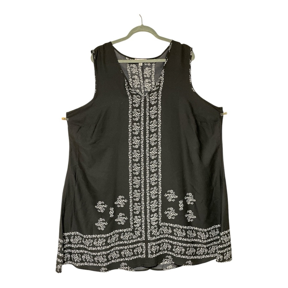 Free 2 Luv Plus Size Twin Print V-Neck Placement Sleeveless Dress